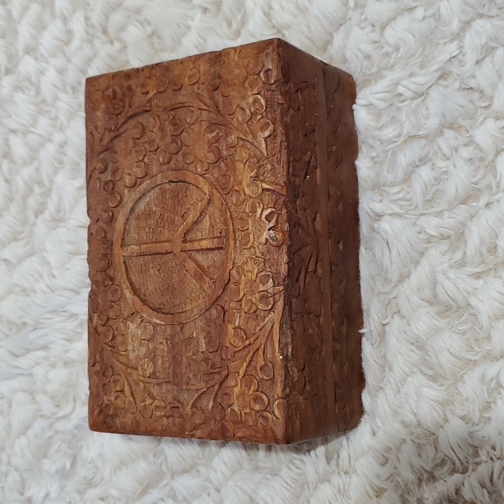 Carved wooden jewelry box